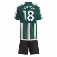 Dres Manchester United Casemiro #18 Gostujuci za djecu 2023-24 Kratak Rukav (+ kratke hlače)